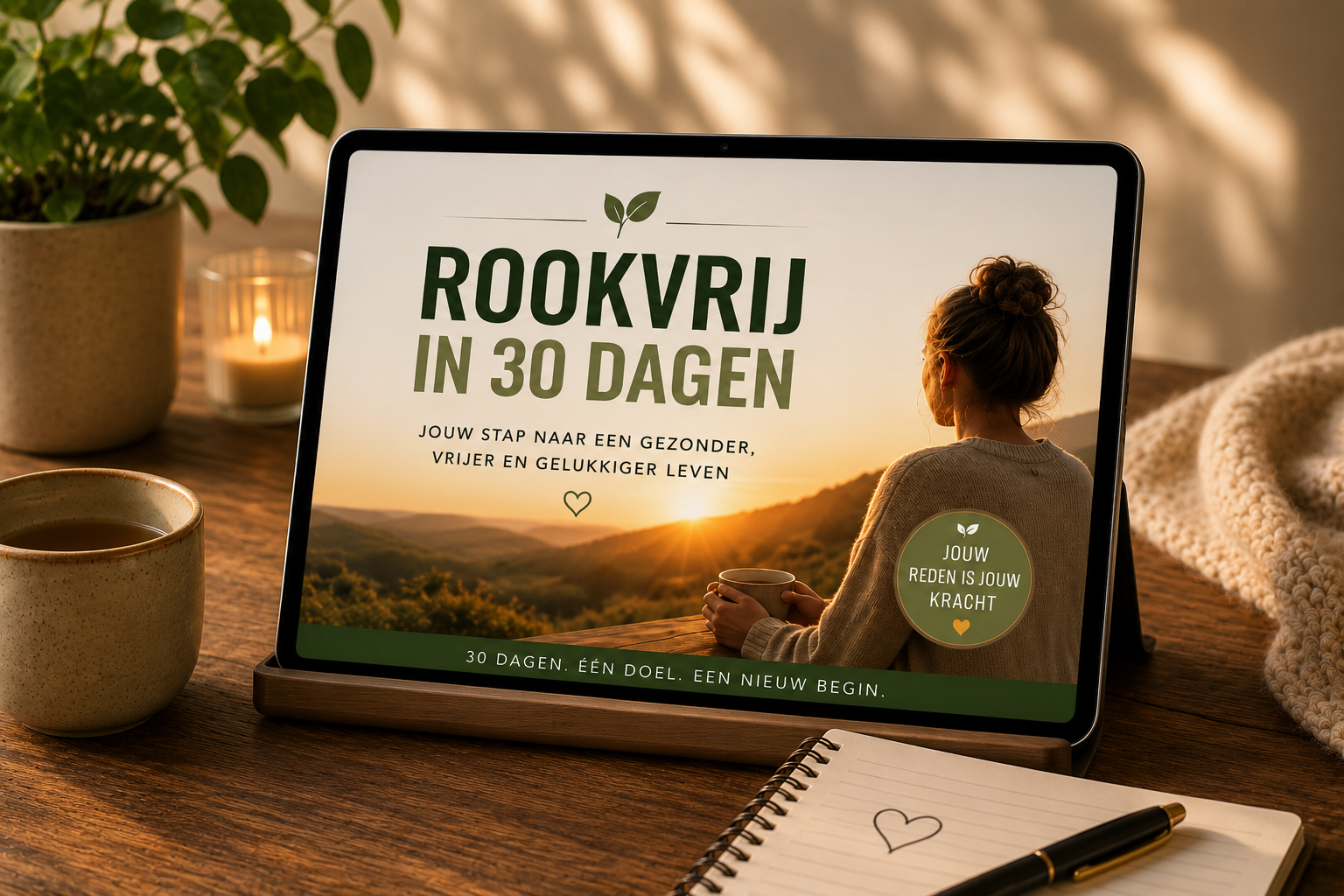 Het boek Rookvrij in 30 Dagen weergegeven op een tablet